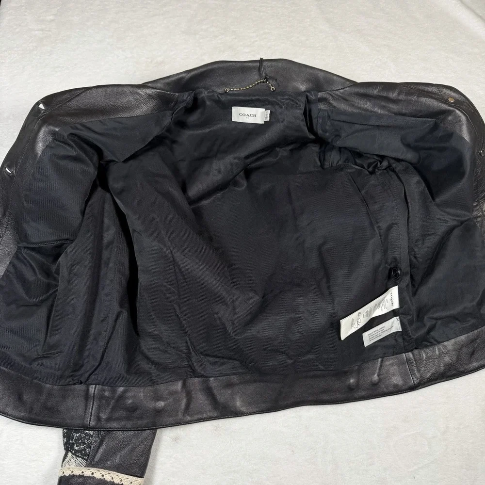 Coach 1941 x Elvis Leather Jacket Embellished Moto Studded Runway Womens XS BLK